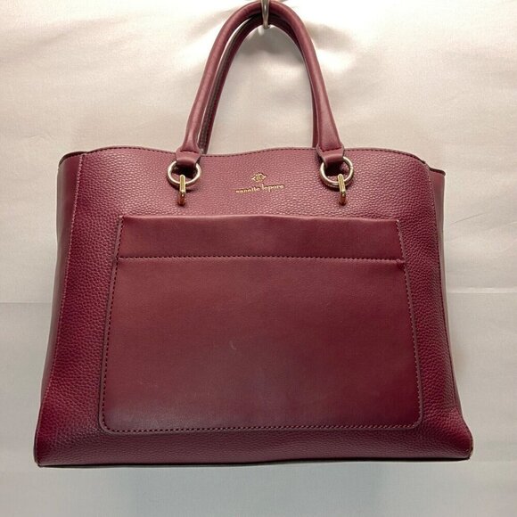 Nanette Lepore Plum Berry Saffiano Leather Large Tote Handle Shoulder Bag Purse - Picture 16 of 16